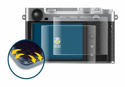 Image de l'appareil Fujifilm X-E5 avec une grande variété de protections d'écran.