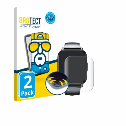 Face avant d’un emballage produit avec le logo de la marque BROTECT. À côté, l’appareil Gard Pro Health Smartwatch 2 est repré