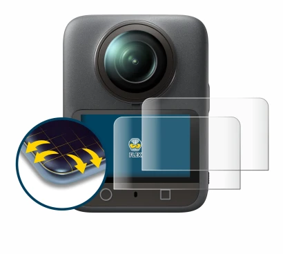 Image de l'appareil DJI Osmo 360 avec une grande variété de protections d'écran.