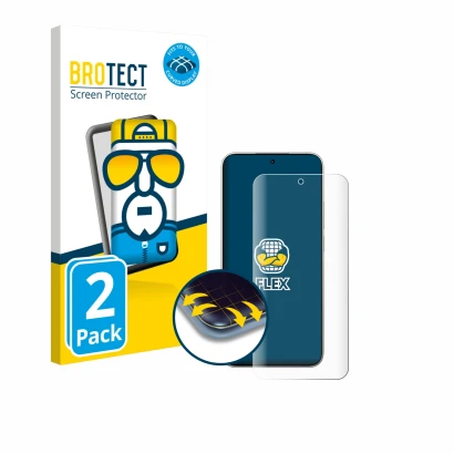 Face avant d’un emballage produit avec le logo de la marque BROTECT. À côté, l’appareil Xiaomi 15T est représenté avec la prot