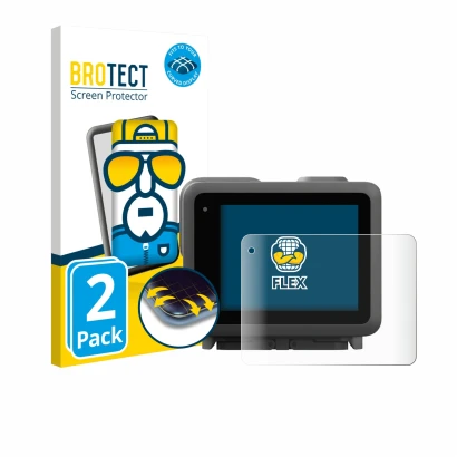 Face avant d’un emballage produit avec le logo de la marque BROTECT. À côté, l’appareil GoPro Lit Hero est représenté avec la 