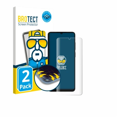 Face avant d’un emballage produit avec le logo de la marque BROTECT. À côté, l’appareil Honor X5c est représenté avec la prote