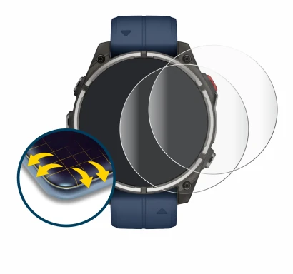 Image de l'appareil Garmin quatix 8 Pro (47 mm) avec une grande variété de protections d'écran.