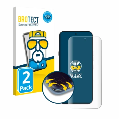 Face avant d’un emballage produit avec le logo de la marque BROTECT. À côté, l’appareil Nothing Phone (4a) Pro est représenté 