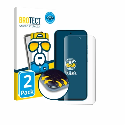 Face avant d’un emballage produit avec le logo de la marque BROTECT. À côté, l’appareil Nothing Phone (4a) est représenté avec