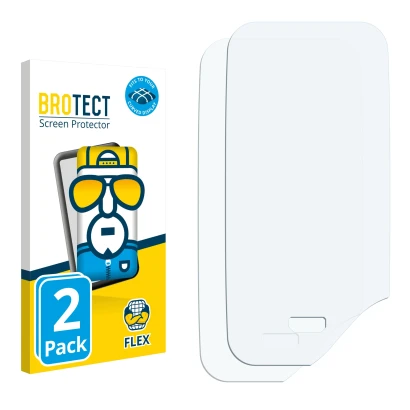 Face avant d’un emballage produit avec le logo de la marque BROTECT. À côté se trouve la protection d’écran correspondante.