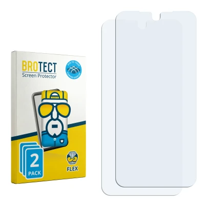 Face avant d’un emballage produit avec le logo de la marque BROTECT. À côté se trouve la protection d’écran correspondante.