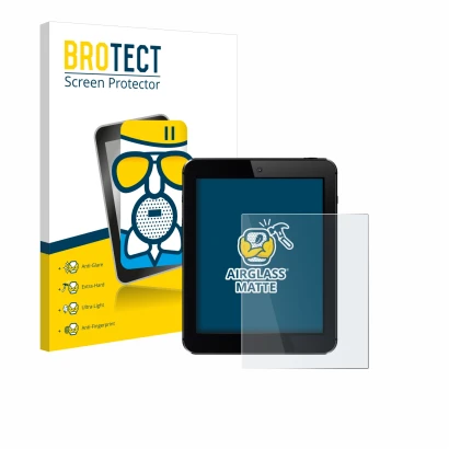 Face avant d’un emballage produit avec le logo de la marque BROTECT. À côté, l’appareil est représenté avec la protection d’éc