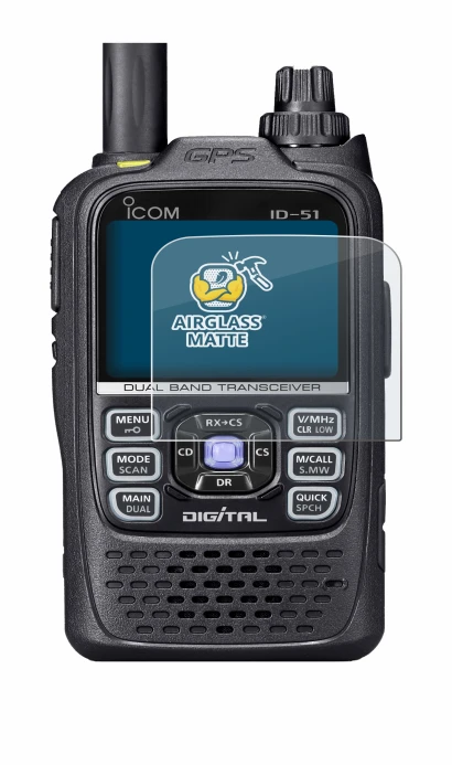 Image de l'appareil Icom ID-51 avec une grande variété de protections d'écran.
