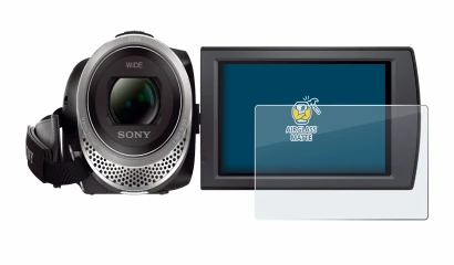 Image de l'appareil Sony FDR-AX53 avec une grande variété de protections d'écran.