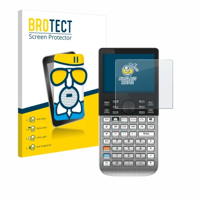 Face avant d’un emballage produit avec le logo de la marque BROTECT. À côté, l’appareil HP Prime est représenté avec la protec