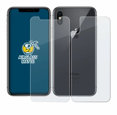 Image de l'appareil Apple iPhone X (Avant+Arrière) avec une grande variété de protections d'écran.