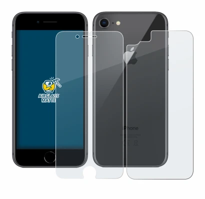 Image de l'appareil Apple iPhone 8 (Avant+Arrière) avec une grande variété de protections d'écran.