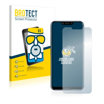 Face avant d’un emballage produit avec le logo de la marque BROTECT. À côté, l’appareil Honor Play est représenté avec la prot