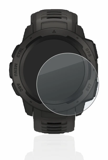 Image de l'appareil Garmin Instinct avec une grande variété de protections d'écran.