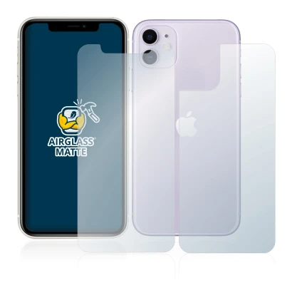 Image de l'appareil Apple iPhone 11 (Avant+Arrière) avec une grande variété de protections d'écran.