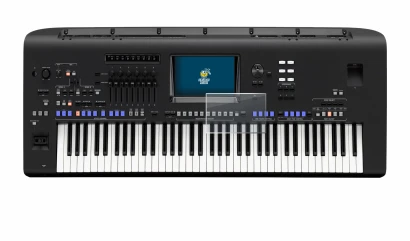 Image de l'appareil Yamaha Genos avec une grande variété de protections d'écran.