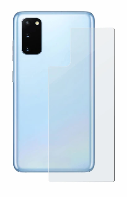 Image de l'appareil Samsung Galaxy S20 (Arrière) avec une grande variété de protections d'écran.