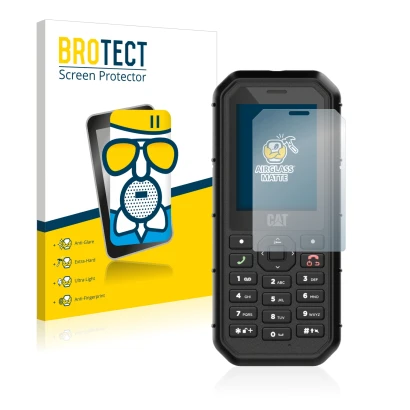 Face avant d’un emballage produit avec le logo de la marque BROTECT. À côté, l’appareil Caterpillar Cat B26 est représenté ave