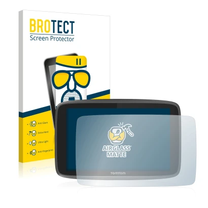 Face avant d’un emballage produit avec le logo de la marque BROTECT. À côté, l’appareil TomTom Go Professional 6250 est représ