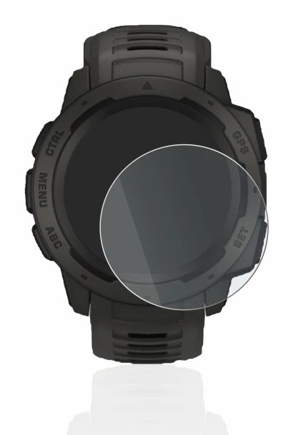 Image de l'appareil Garmin Instinct Solar avec une grande variété de protections d'écran.