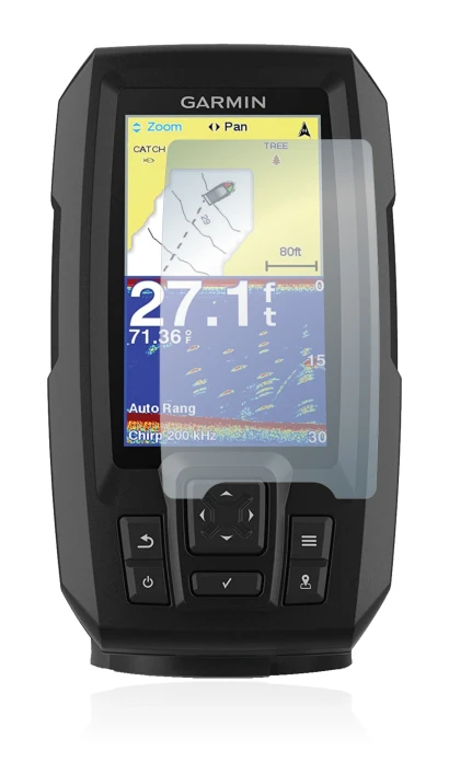 Image de l'appareil Garmin Striker Vivid 4cv avec une grande variété de protections d'écran.
