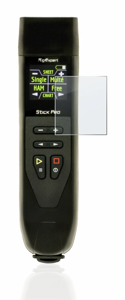 Image de l'appareil RigExpert Stick Pro avec une grande variété de protections d'écran.