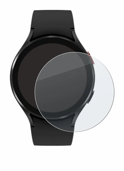 Image de l'appareil Samsung Galaxy Watch 4 (44mm) avec une grande variété de protections d'écran.