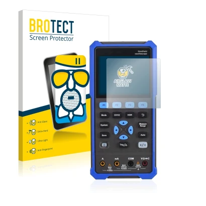 Face avant d’un emballage produit avec le logo de la marque BROTECT. À côté, l’appareil Owon HDS 200 Series est représenté ave
