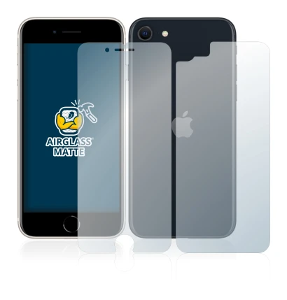 Image de l'appareil Apple iPhone SE 3 2022 (Avant+Arrière) avec une grande variété de protections d'écran.