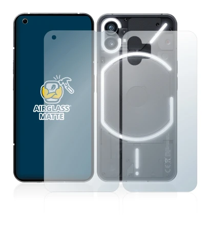 Image de l'appareil Nothing Phone (1) (Avant+Arrière) avec une grande variété de protections d'écran.