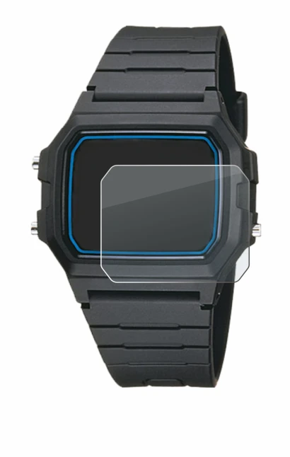 Image de l'appareil Casio F-105W-1AWYEF avec une grande variété de protections d'écran.
