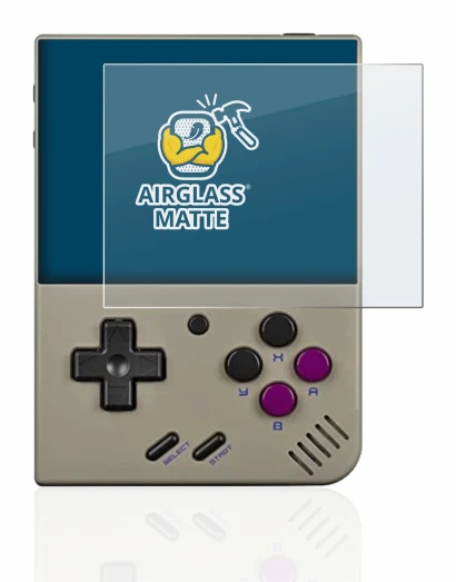 Image de l'appareil Miyoo Mini Plus avec une grande variété de protections d'écran.