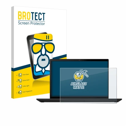 Face avant d’un emballage produit avec le logo de la marque BROTECT. À côté, l’appareil Lenovo ThinkPad T16 Gen 2 est représen