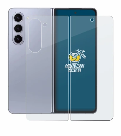 Image de l'appareil Samsung Galaxy Z Fold 5 (Avant+Arrière) avec une grande variété de protections d'écran.