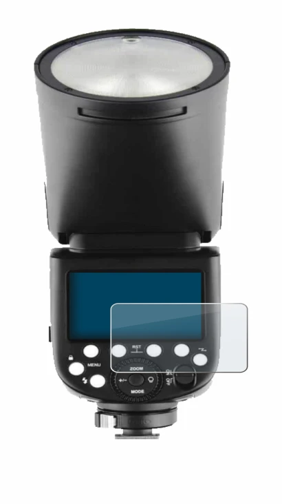 Image de l'appareil Godox V1 avec une grande variété de protections d'écran.