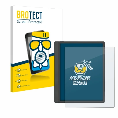 Face avant d’un emballage produit avec le logo de la marque BROTECT. À côté, l’appareil Boox Tab Ultra C Pro est représenté av