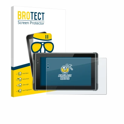 Face avant d’un emballage produit avec le logo de la marque BROTECT. À côté, l’appareil Hugerock X7 est représenté avec la pro