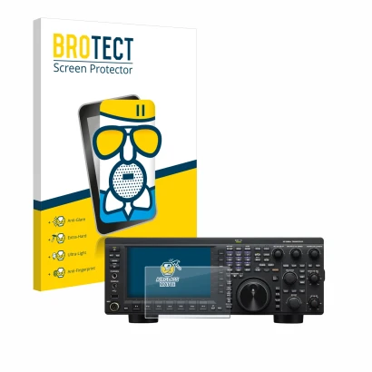 Face avant d’un emballage produit avec le logo de la marque BROTECT. À côté, l’appareil Kenwood TS-890S est représenté avec la