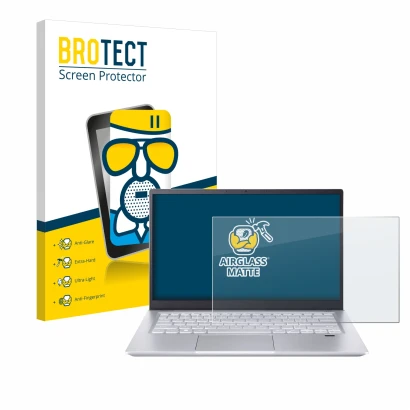 Face avant d’un emballage produit avec le logo de la marque BROTECT. À côté, l’appareil Acer Swift X 14 SFX14-72G Non-Touch es