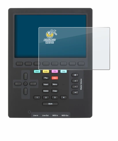 Image de l'appareil Polyend Tracker Mini avec une grande variété de protections d'écran.