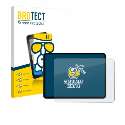 Face avant d’un emballage produit avec le logo de la marque BROTECT. À côté, l’appareil OnePlus Pad 2 est représenté avec la p