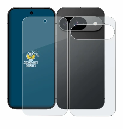 Image de l'appareil Google Pixel 9 (Avant+Arrière) avec une grande variété de protections d'écran.