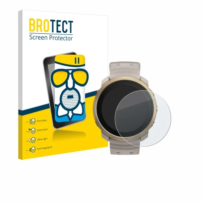 Face avant d’un emballage produit avec le logo de la marque BROTECT. À côté, l’appareil Polar Vantage M3 est représenté avec l