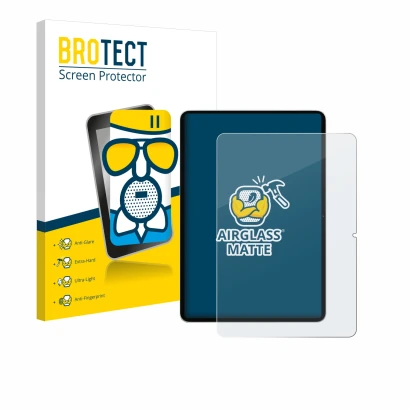 Face avant d’un emballage produit avec le logo de la marque BROTECT. À côté, l’appareil Xiaomi Pad 7 est représenté avec la pr