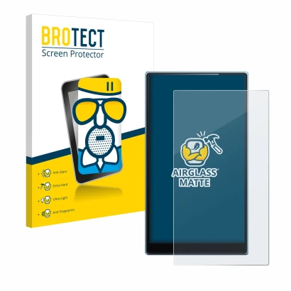 Face avant d’un emballage produit avec le logo de la marque BROTECT. À côté, l’appareil FiiO JM21 est représenté avec la prote