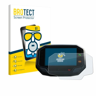 Face avant d’un emballage produit avec le logo de la marque BROTECT. À côté, l’appareil Kawasaki Versys 650 2022+ est représen