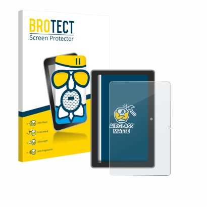 Face avant d’un emballage produit avec le logo de la marque BROTECT. À côté, l’appareil Lenovo Tab TB311 XU est représenté ave