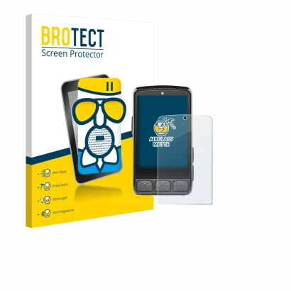 Face avant d’un emballage produit avec le logo de la marque BROTECT. À côté, l’appareil Wahoo Elemnt Roam V3 est représenté av