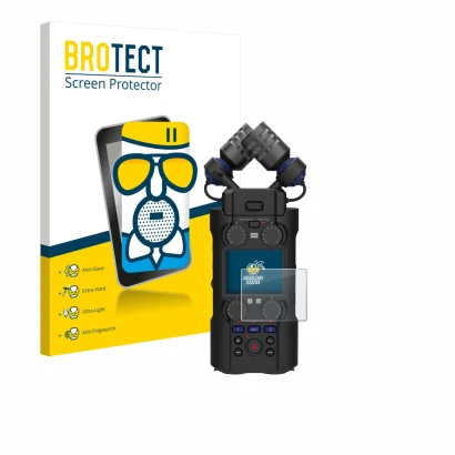 Face avant d’un emballage produit avec le logo de la marque BROTECT. À côté, l’appareil Zoom H5 Studio est représenté avec la 